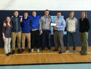group of students receiving basketball tickets